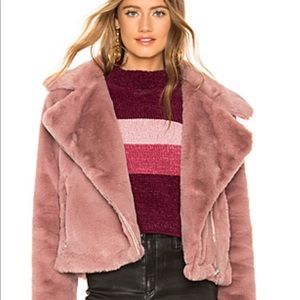 Revolve about us sophie feaux fur moto in blush